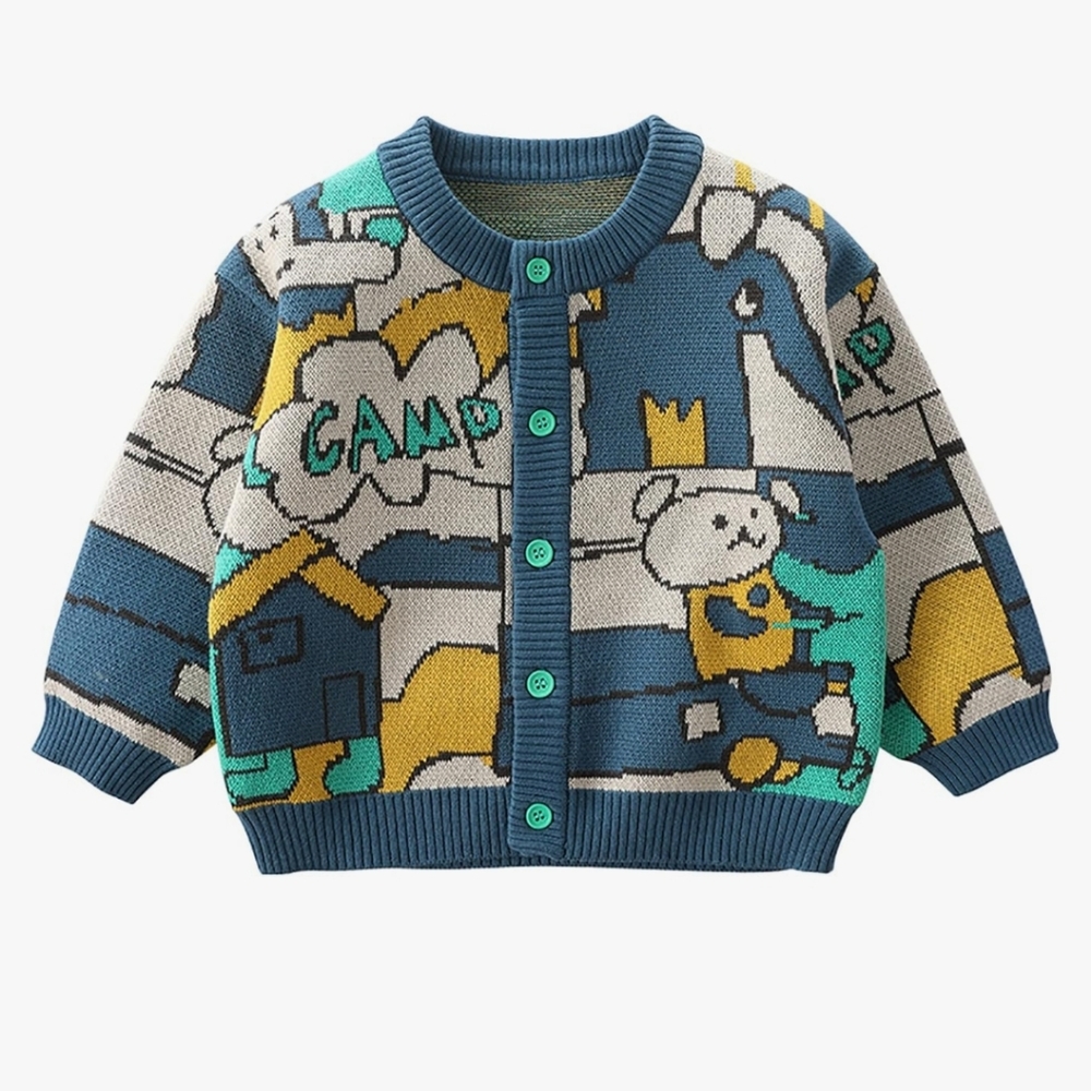 Boutique | Cartoon Print Cardigan Sweater